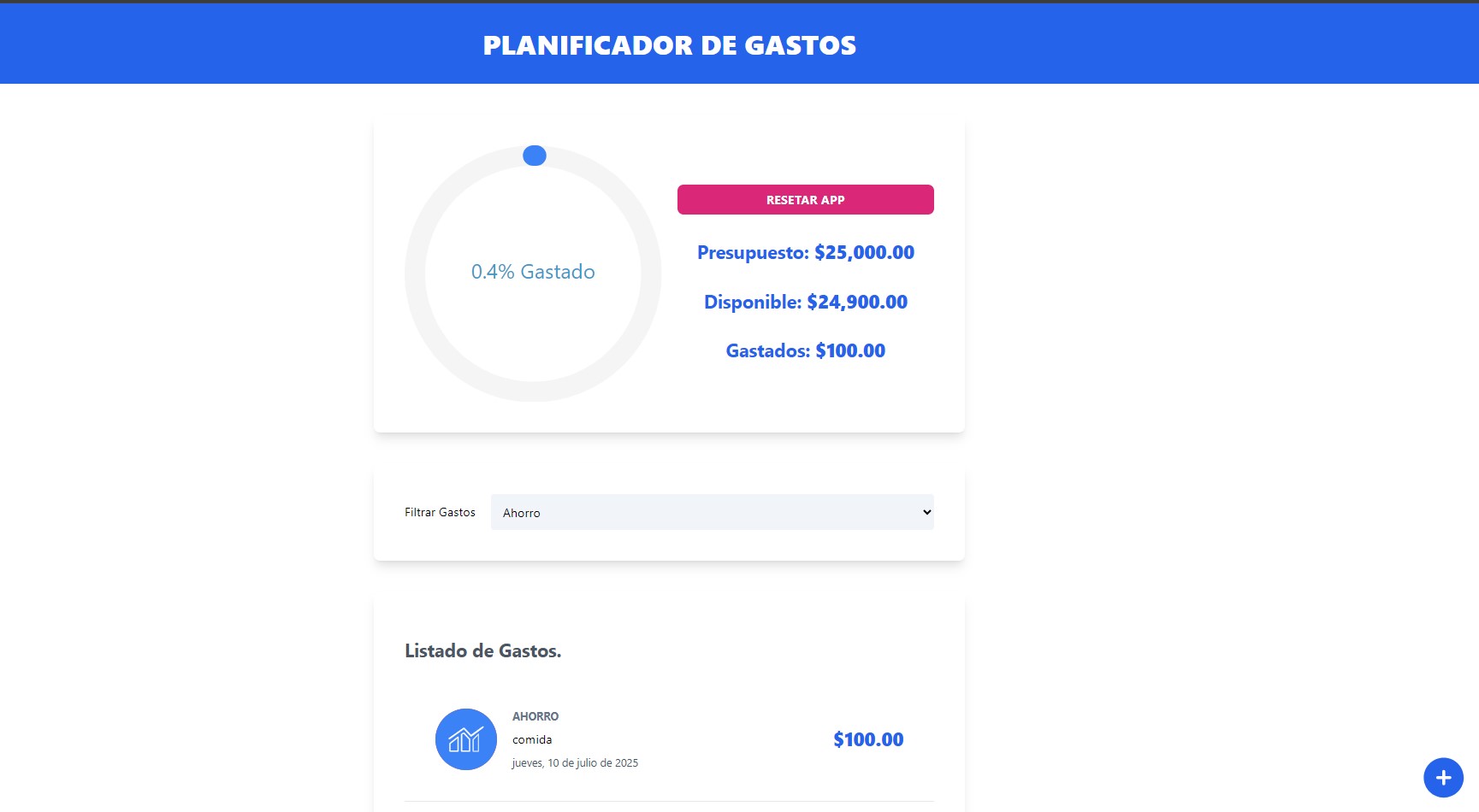 Planificador de Gastos